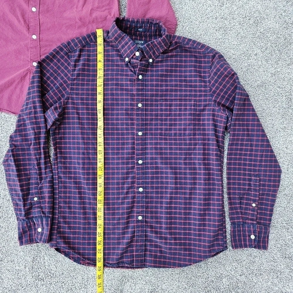 J. Crew Slim Fit Flex Oxford Long Sleeve Button Down Plaid Shirts LOT Mens Large